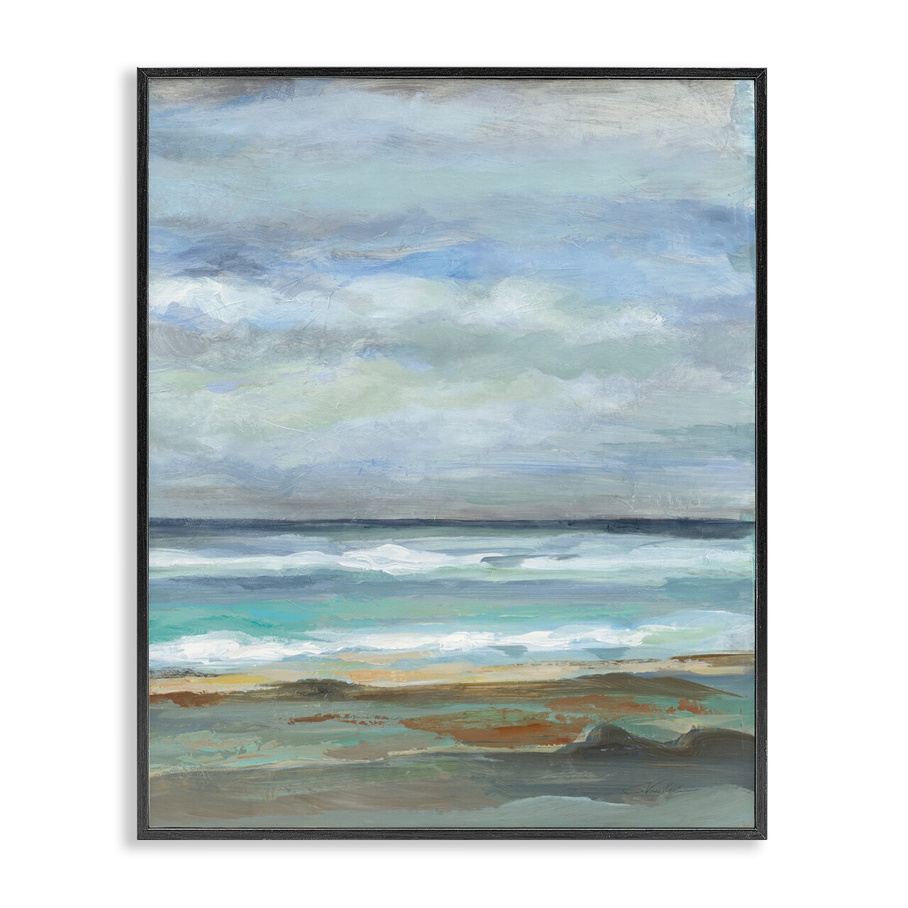 Stupell Industries Double Wave Seashore Framed Giclee Wall Art Design by Silvia Vassileva